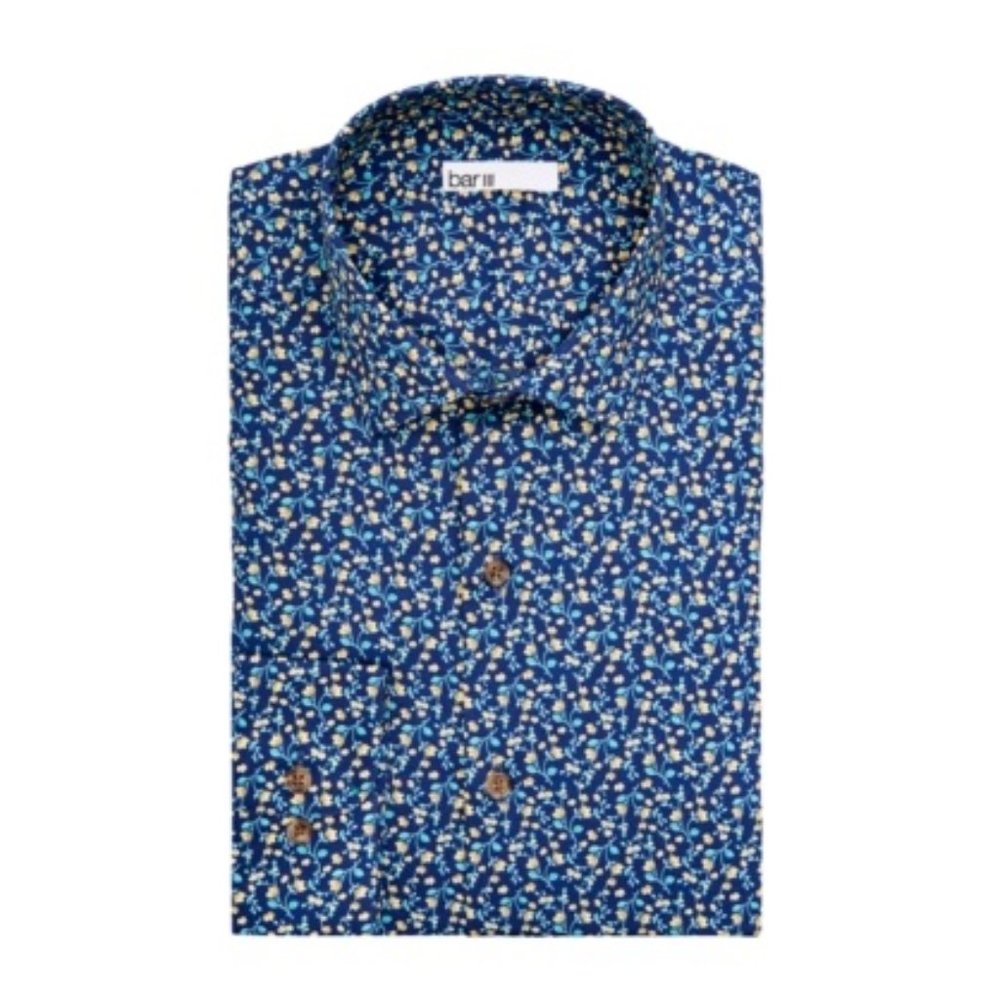 NWT Bar III Mens Floral Office Button-Down Shirt Size 16.5 32/33 $65 5B156